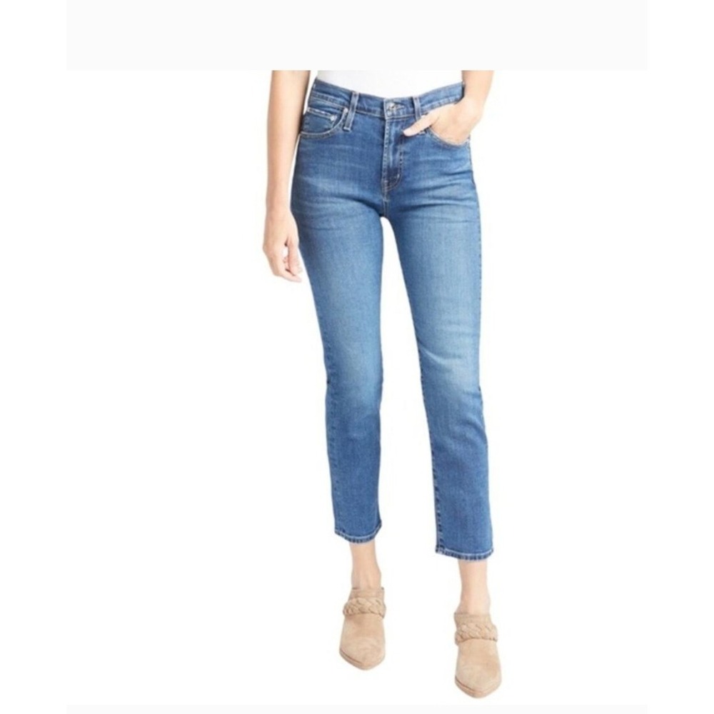 Edwin Elin Crop Straight Jeans Womens 26‎ Blue Excellent Stretch Denim Vibe Wash